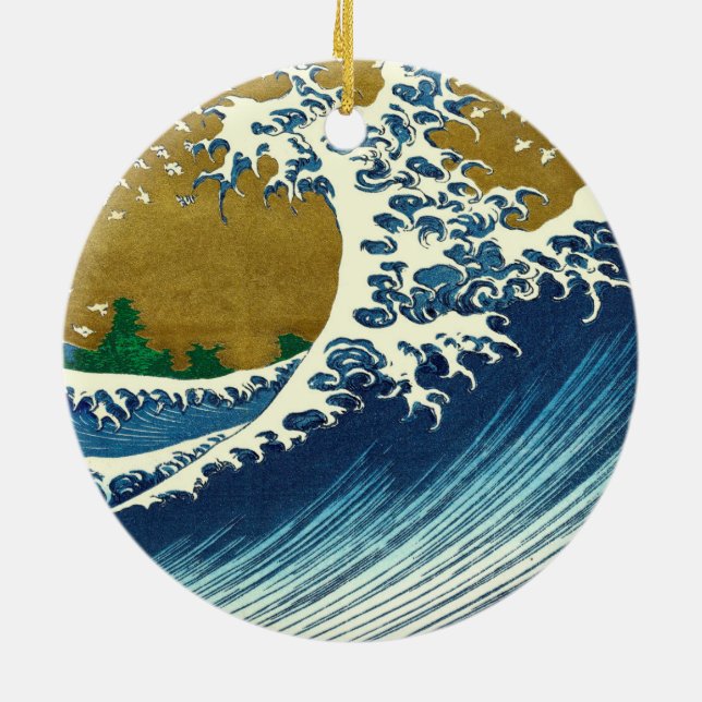 Hokusai Big Wave Japan Japanese Art Ceramic Ornament (Back)