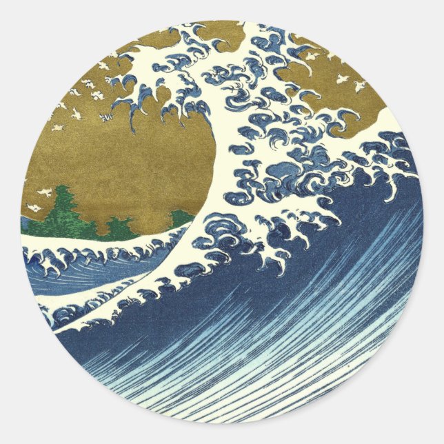 Hokusai Big Wave Japan Japanese Art Classic Round Sticker (Front)