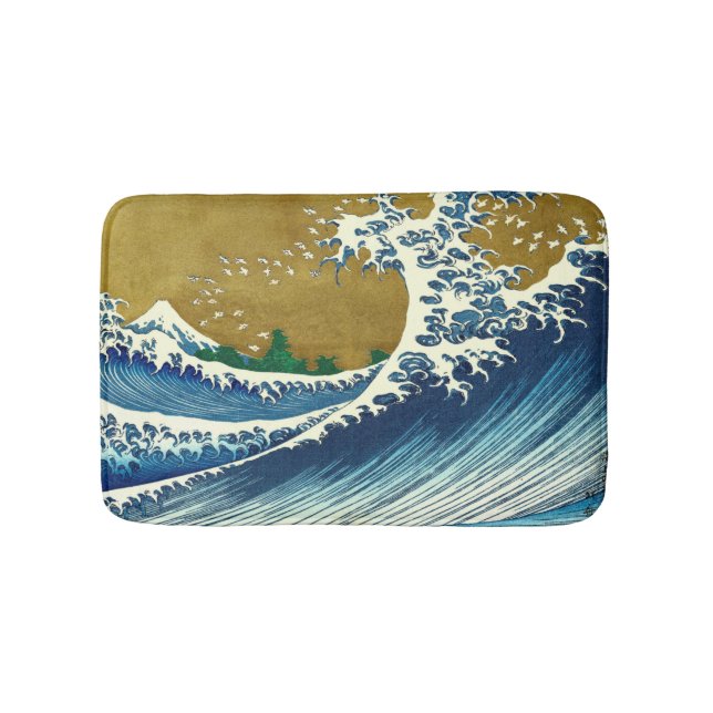 Hokusai Big Wave Japan Vintage Ocean Bath Mat (Front)