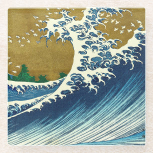 Hokusai Big Wave Japan Vintage Ocean Glass Coaster