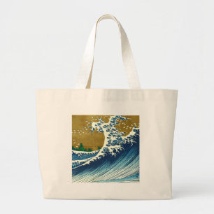 Hokusai Big Wave Japan Vintage Ocean Large Tote Bag