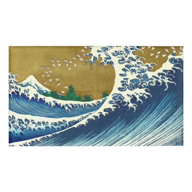 Hokusai Big Wave Japan Vintage Ocean Name Tag (Front)