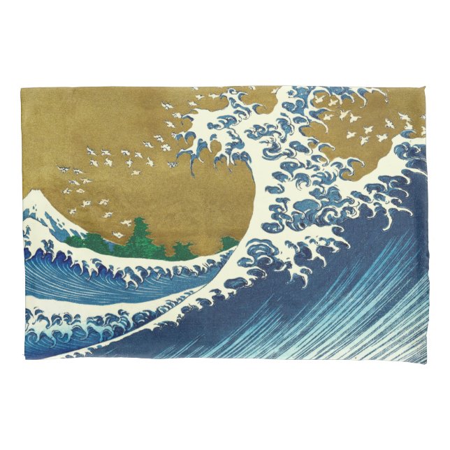 Hokusai Big Wave Japan Vintage Ocean Pillowcase (Front)