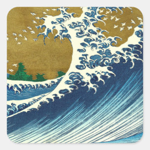 Hokusai Big Wave Japan Vintage Ocean Square Sticker