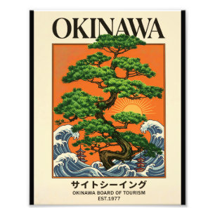 Hokusai Big Wave Retro Japanese Okinawa Bonsai Art Photo Print