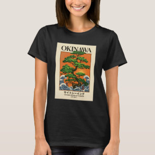 Hokusai Big Wave Retro Japanese Okinawa Bonsai Art T-Shirt