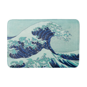 Hokusai Blue Waves Pattern Bath Mat