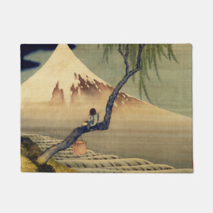 Hokusai Boy Viewing Mount Fuji Japanese Vintage Doormat