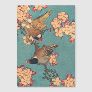 Hokusai Bullfinch and Cherry Blossom Vintage Bird