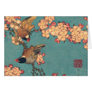 Hokusai Bullfinch and Cherry Blossom Vintage Bird