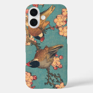 Hokusai Bullfinch and Cherry Blossom Vintage Bird iPhone 16 Case
