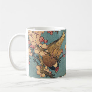 Hokusai Bullfinch and Cherry Blossom Vintage Bird Coffee Mug