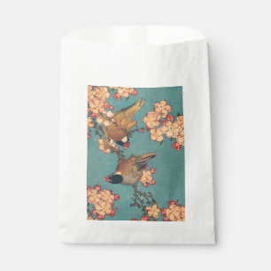 Hokusai Bullfinch and Cherry Blossom Vintage Bird Favour Bag
