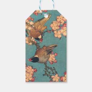 Hokusai Bullfinch and Cherry Blossom Vintage Bird Gift Tags