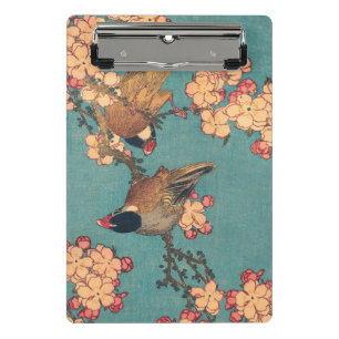 Hokusai Bullfinch and Cherry Blossom Vintage Bird Mini Clipboard