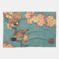 Hokusai Bullfinch and Cherry Blossom Vintage Bird