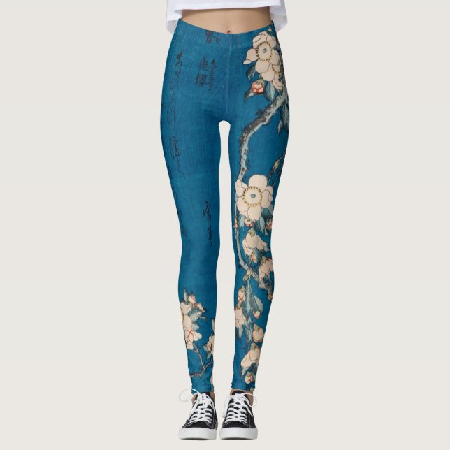 Hokusai Bullfinch and Weeping Cherry GalleryHD Leggings (Front)