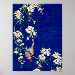 Hokusai Bullfinch on a Weeping Cherry Branch Poster