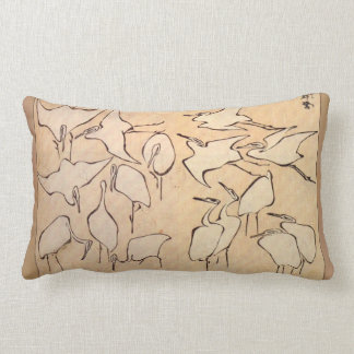 Hokusai Crane Lumbar Pillow