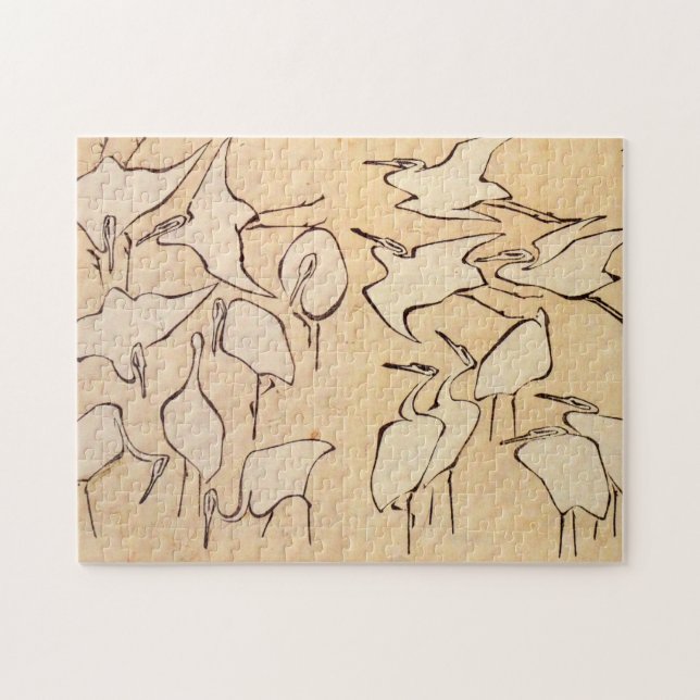 Hokusai Cranes Jigsaw Puzzle (Horizontal)
