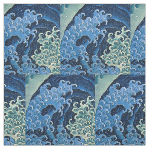 Hokusai Feminine Wave Vintage Ocean  Fabric