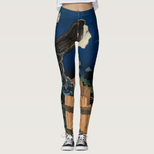 HOKUSAI GHOST WOODBLOCK PRINT PRINTED Leggings