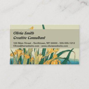 Hokusai grasshopper and iris Japan Business Card