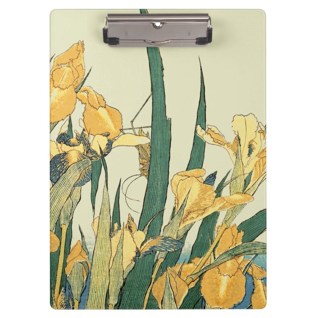 Hokusai grasshopper and iris Japan Clipboard (Front)