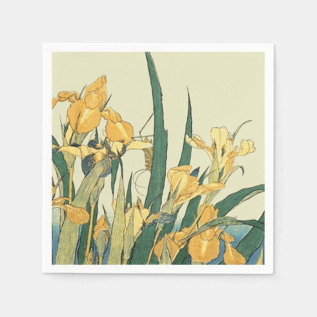 Hokusai grasshopper and iris Japan Napkin (Front)