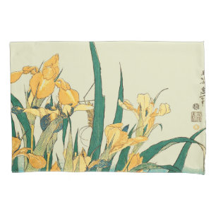 Hokusai grasshopper and iris Japan Pillowcase