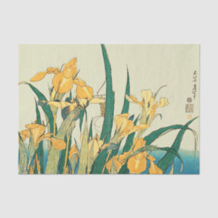 Hokusai grasshopper and iris Japan Tissue Paper
