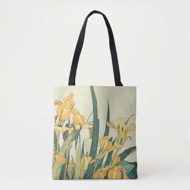 Hokusai grasshopper and iris Japan Tote Bag (Front)