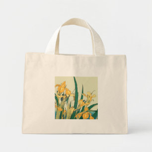 Hokusai grasshopper and iris japanese art mini tote bag