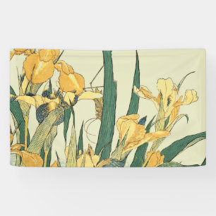 Hokusai Grasshopper Iris Vintage Print: Japanese Banner