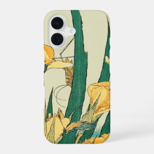 Hokusai Grasshopper Iris Vintage Print: Japanese iPhone 16 Case