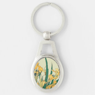 Hokusai Grasshopper Iris Vintage Print: Japanese Key Ring