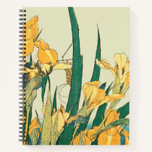 Hokusai Grasshopper Iris Vintage Print: Japanese Notebook
