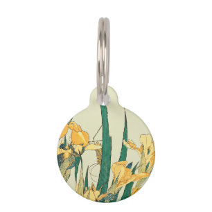 Hokusai Grasshopper Iris Vintage Print: Japanese Pet Tag