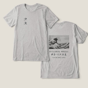 Hokusai Great Wave Minimalist Japanese Art Grey Tri-Blend Shirt