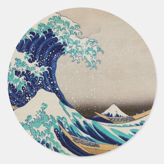 Hokusai Great Wave off Kanagawa. Vintage japan art Classic Round Sticker (Front)