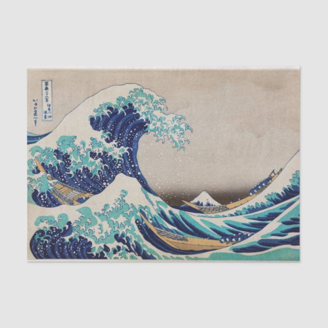 Hokusai Great Wave off Kanagawa. Vintage japan art Tissue Paper (Front)
