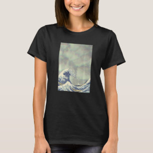 Hokusai Great Wave On Grunge Clouds T-Shirt