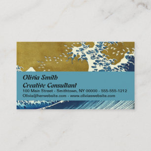 Hokusai Great Wave Pattern: Japanese Ukiyo-e Art Business Card