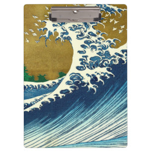 Hokusai Great Wave Pattern: Japanese Ukiyo-e Art Clipboard