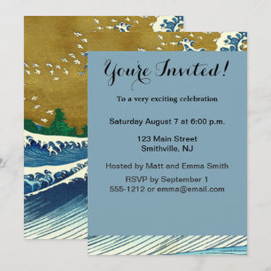 Hokusai Great Wave Pattern: Japanese Ukiyo-e Art Invitation