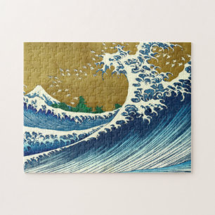 Hokusai Great Wave Pattern: Japanese Ukiyo-e Art Jigsaw Puzzle