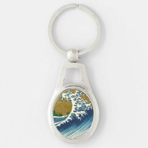 Hokusai Great Wave Pattern: Japanese Ukiyo-e Art Key Ring