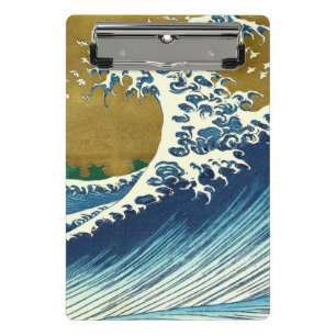 Hokusai Great Wave Pattern: Japanese Ukiyo-e Art Mini Clipboard
