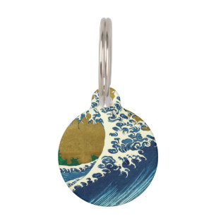 Hokusai Great Wave Pattern: Japanese Ukiyo-e Art Pet Tag