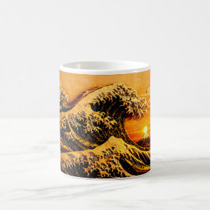 Hokusai "Great Wave" Sunset Mug 11oz Japanese Ar